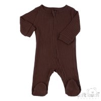 SS4600-CH: Chocolate Ribbed Sleepsuit (0-3 Months)